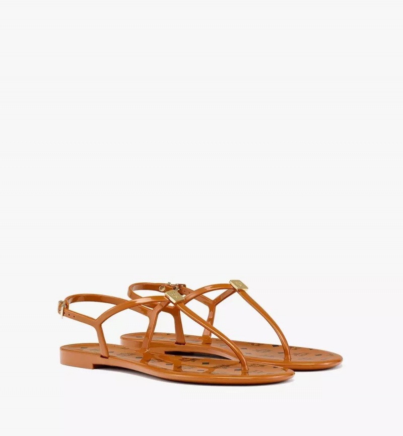 Slapky MCM Worldwide Monogram Jelly Damske Hnede | 964317-ZJM