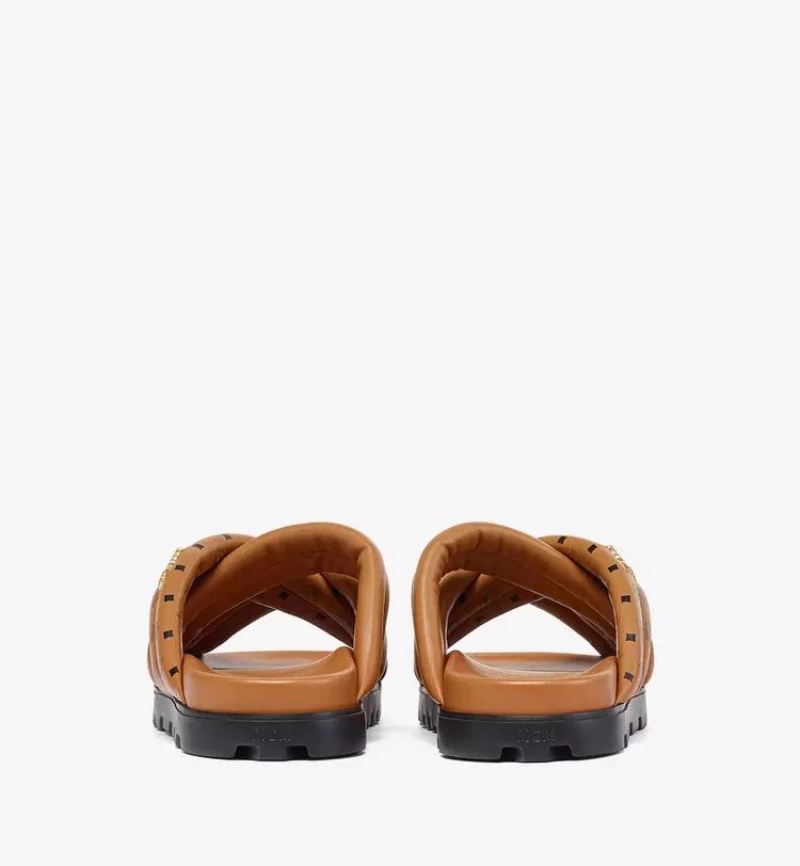 Slapky MCM Worldwide Monogram Print Cross in Lamb Kozene Panske Hnede | 928715-LHE