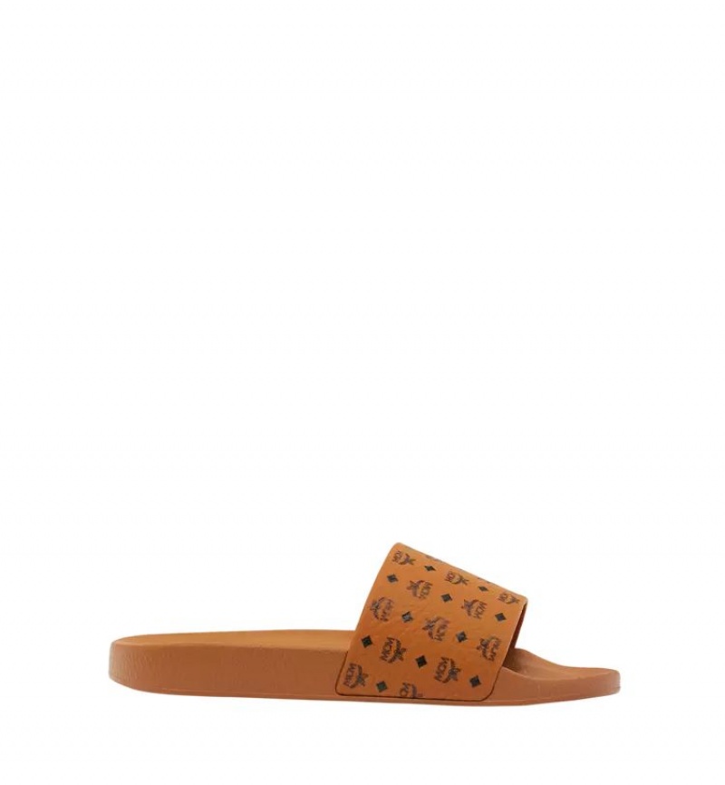 Slapky MCM Worldwide Monogram Print Rubber Panske Hnede | 859321-ARG