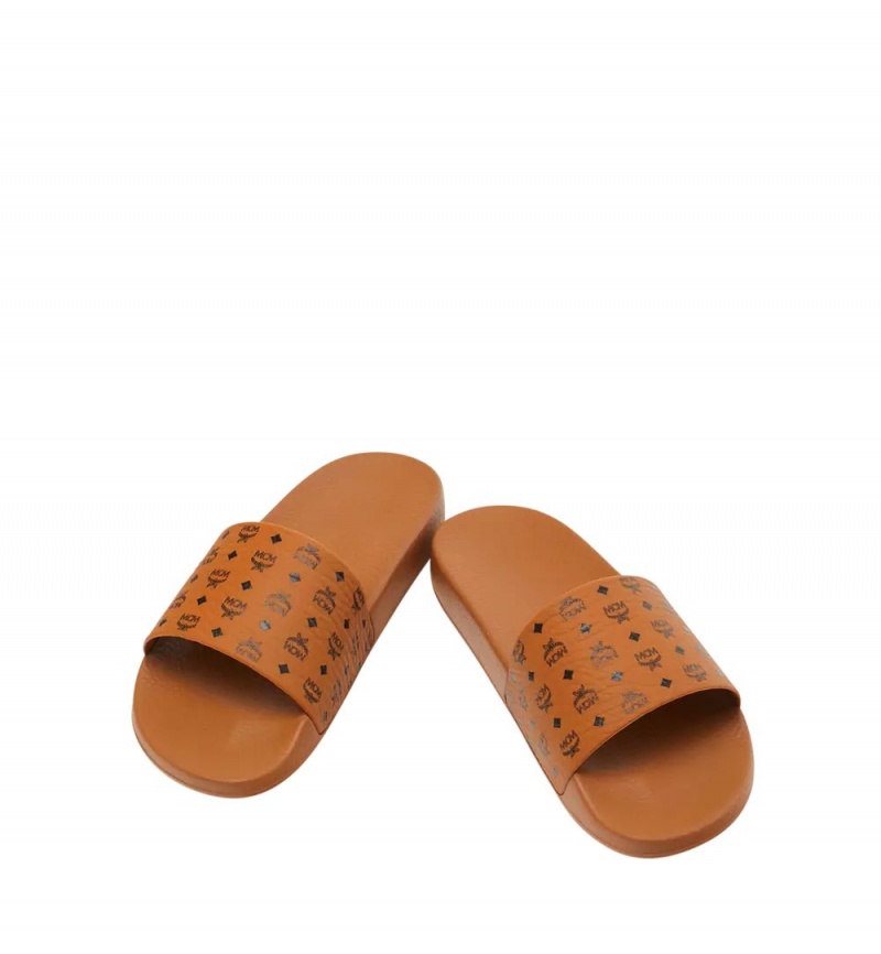 Slapky MCM Worldwide Monogram Print Rubber Panske Hnede | 859321-ARG
