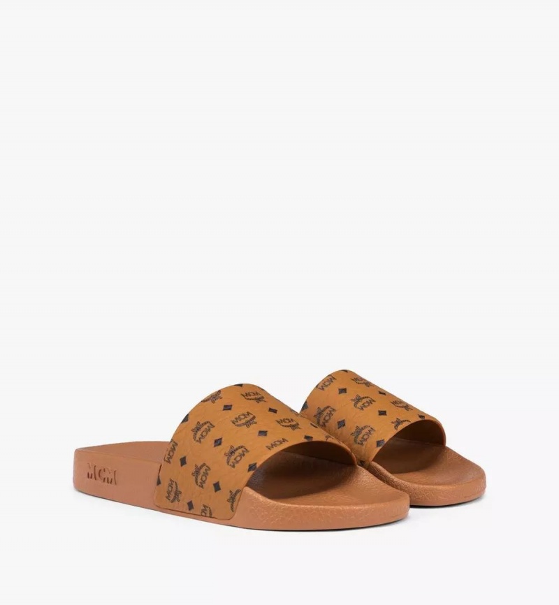 Slapky MCM Worldwide Monogram Print Rubber Panske Hnede | 859321-ARG