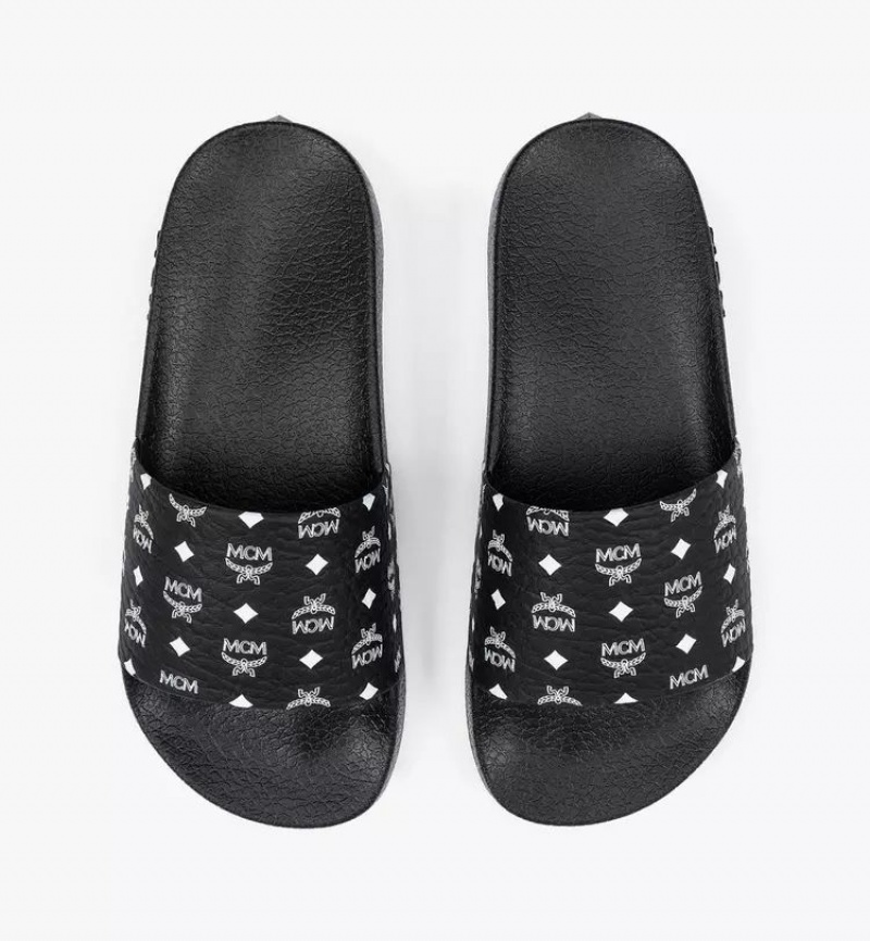 Slapky MCM Worldwide Monogram Print Rubber Panske Čierne | 175803-MHI