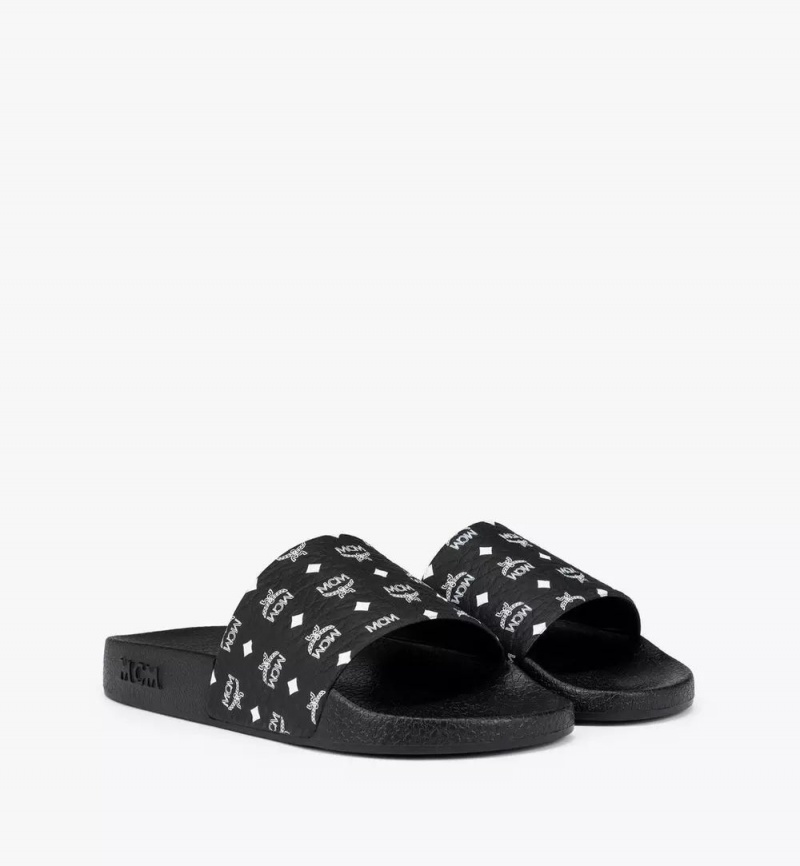 Slapky MCM Worldwide Monogram Print Rubber Panske Čierne | 175803-MHI