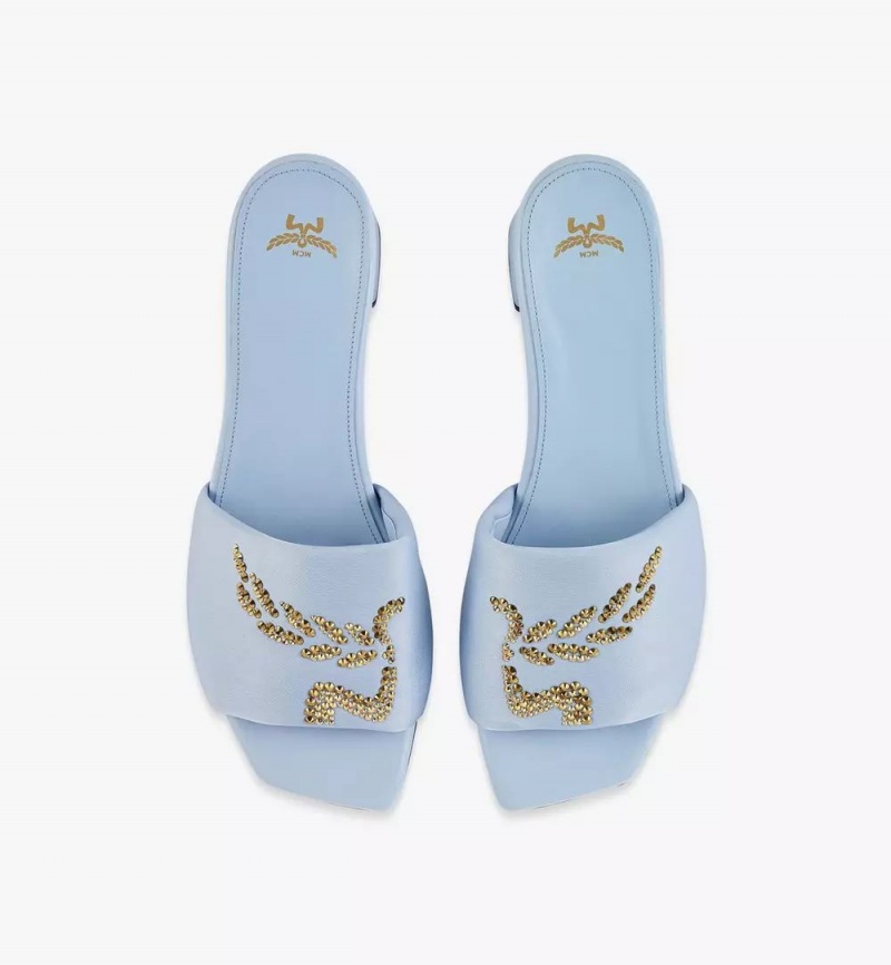 Slapky MCM Worldwide Strass Logo Heel Damske Modre | 189576-QYU