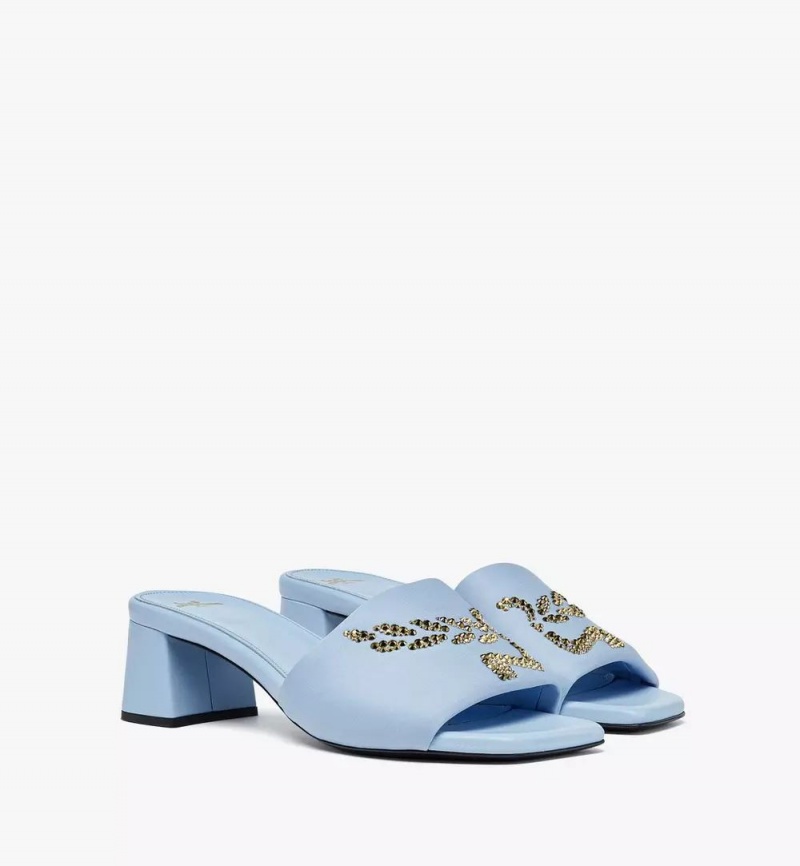 Slapky MCM Worldwide Strass Logo Heel Damske Modre | 189576-QYU