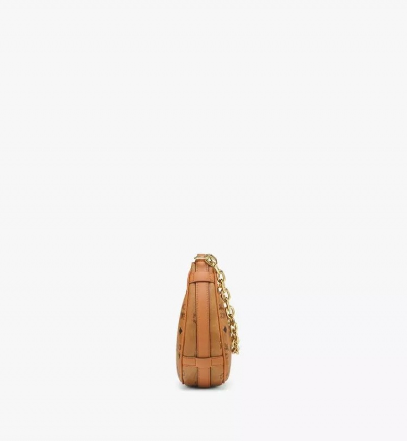 Taška Cez Rameno MCM Worldwide Aren Crescent Hobo in Visetos Hnede | 801932-TRN