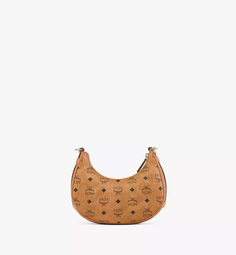 Taška Cez Rameno MCM Worldwide Aren Crescent Hobo in Visetos Hnede | 801932-TRN