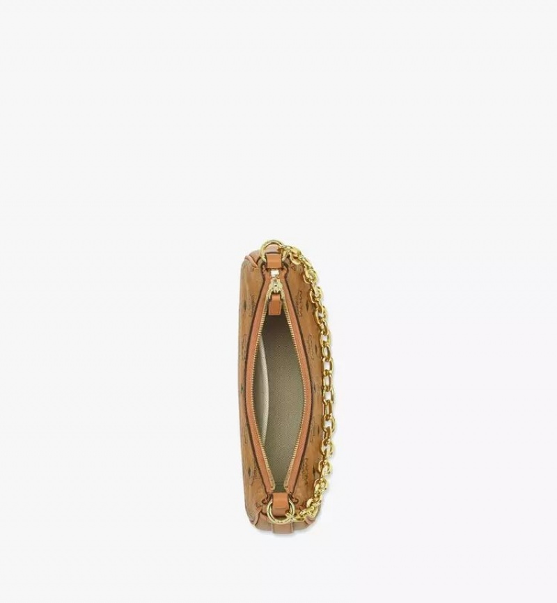 Taška Cez Rameno MCM Worldwide Aren Crescent Hobo in Visetos Hnede | 801932-TRN