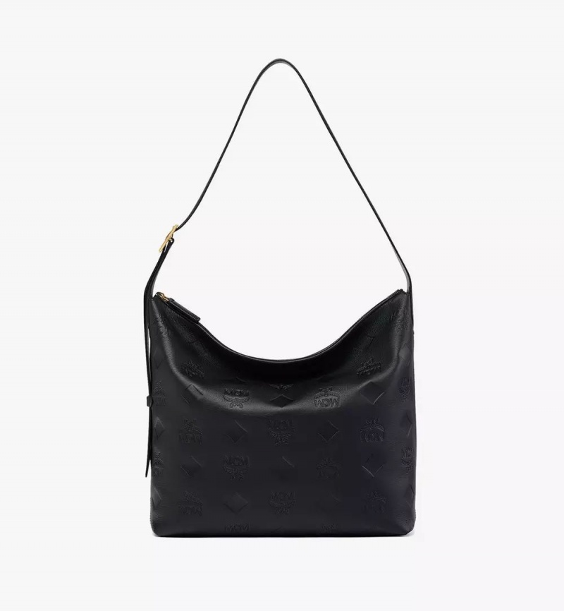 Taška Cez Rameno MCM Worldwide Aren Hobo in Maxi Monogram Kozene Čierne | 178963-HQG