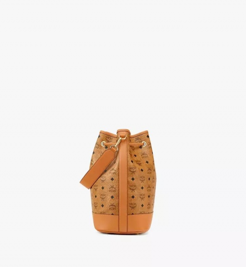 Taška Cez Rameno MCM Worldwide Dessau Drawstring in Visetos Hnede | 142085-KQS