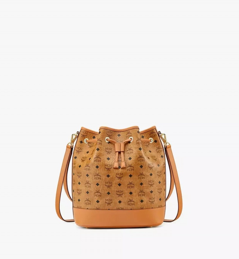 Taška Cez Rameno MCM Worldwide Dessau Drawstring in Visetos Hnede | 142085-KQS