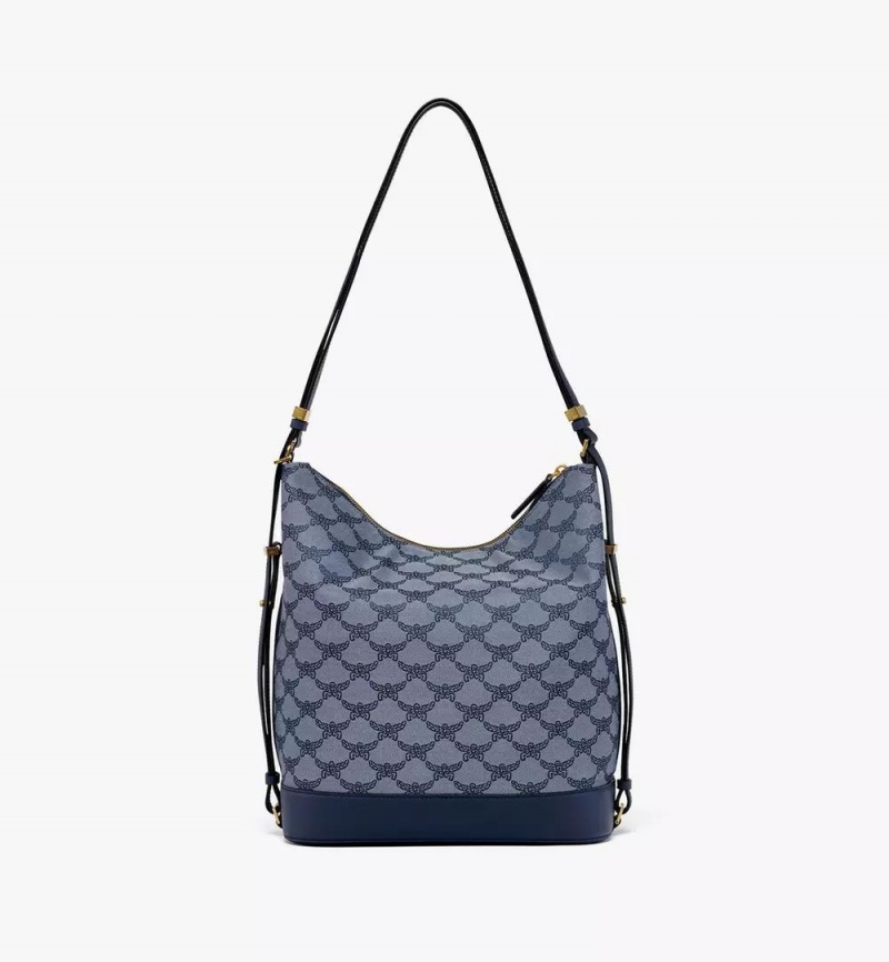 Taška Cez Rameno MCM Worldwide Himmel Hobo in Lauretos Jacquard Modre | 925471-IWR
