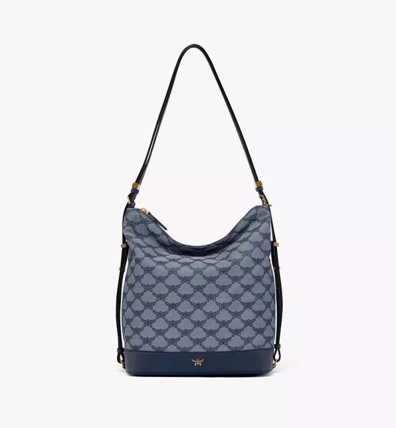 Taška Cez Rameno MCM Worldwide Himmel Hobo in Lauretos Jacquard Modre | 925471-IWR