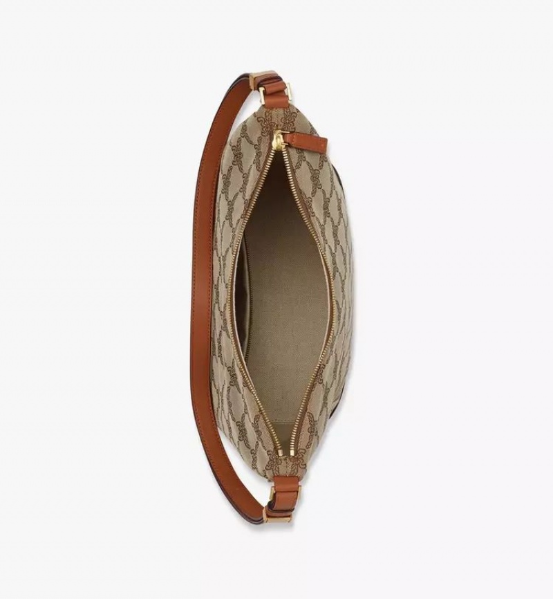 Taška Cez Rameno MCM Worldwide Himmel Hobo in Lauretos Jacquard Béžové | 837540-ASD
