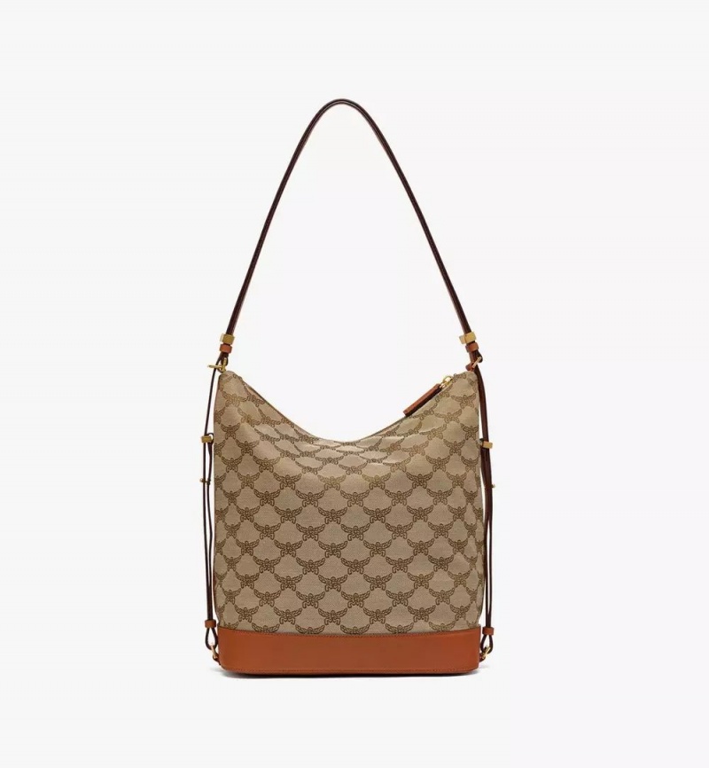 Taška Cez Rameno MCM Worldwide Himmel Hobo in Lauretos Jacquard Béžové | 837540-ASD