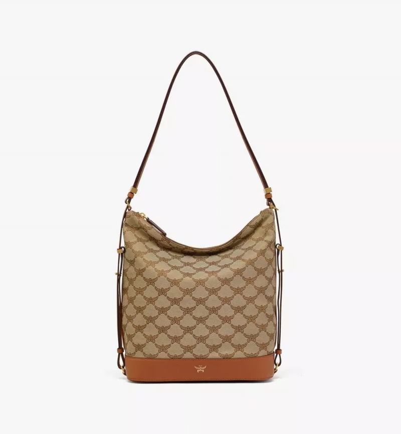 Taška Cez Rameno MCM Worldwide Himmel Hobo in Lauretos Jacquard Béžové | 837540-ASD