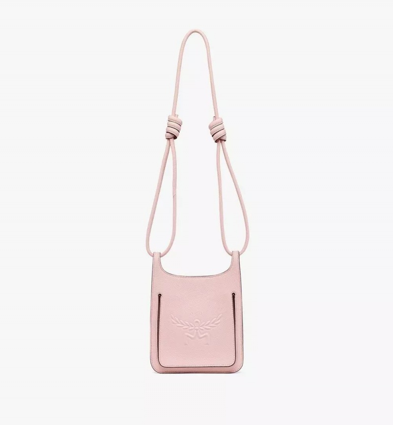 Taška Cez Rameno MCM Worldwide Himmel Hobo in Embossed Logo Kozene Ruzove | 310982-PJC