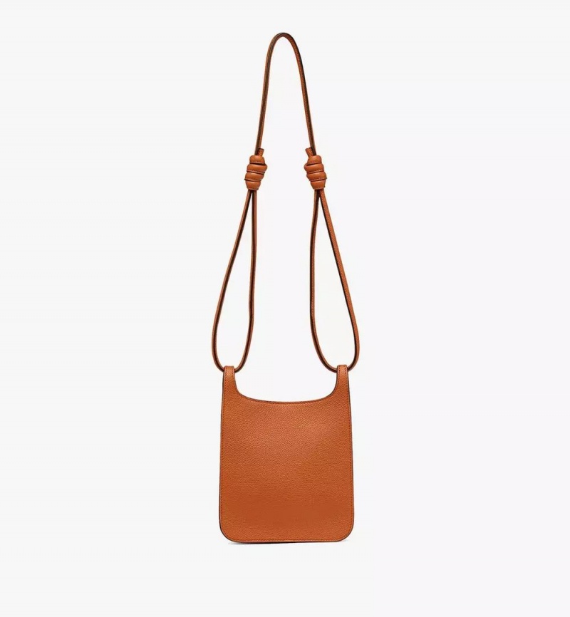 Taška Cez Rameno MCM Worldwide Himmel Hobo in Embossed Logo Kozene Hnede | 692048-DOF