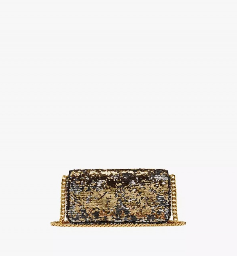 Taška Cez Rameno MCM Worldwide Himmel Sequin Zlate | 590473-QMO