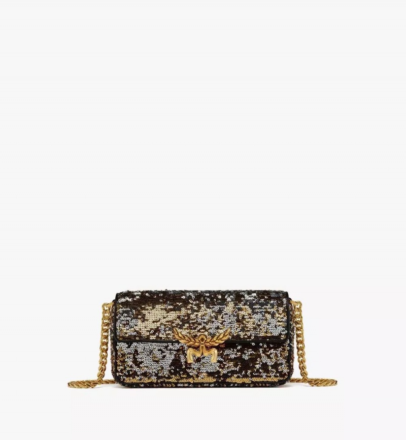 Taška Cez Rameno MCM Worldwide Himmel Sequin Zlate | 590473-QMO