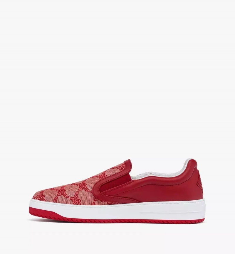 Tenisky MCM Worldwide Neo Terrain Slip-On in Lauretos Jacquard Damske Červené | 387160-GJU