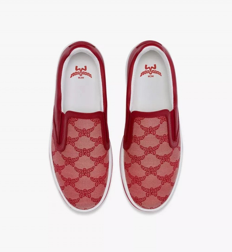 Tenisky MCM Worldwide Neo Terrain Slip-On in Lauretos Jacquard Damske Červené | 387160-GJU