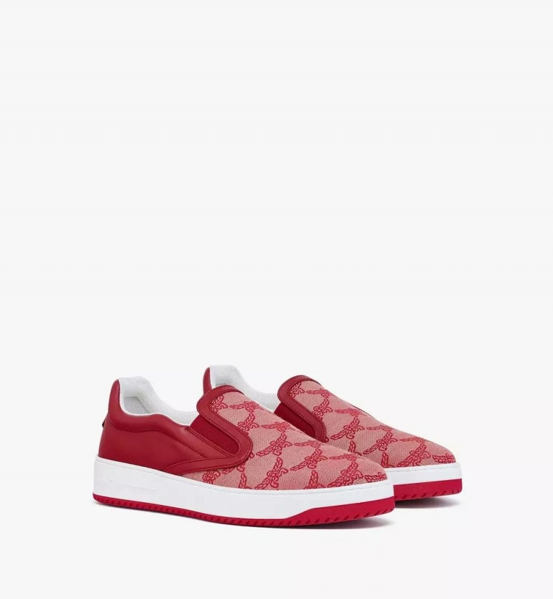 Tenisky MCM Worldwide Neo Terrain Slip-On in Lauretos Jacquard Damske Červené | 387160-GJU