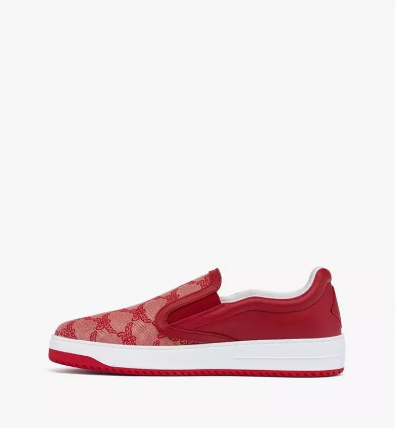 Tenisky MCM Worldwide Neo Terrain Slip-On in Lauretos Jacquard Panske Červené | 815649-LUK