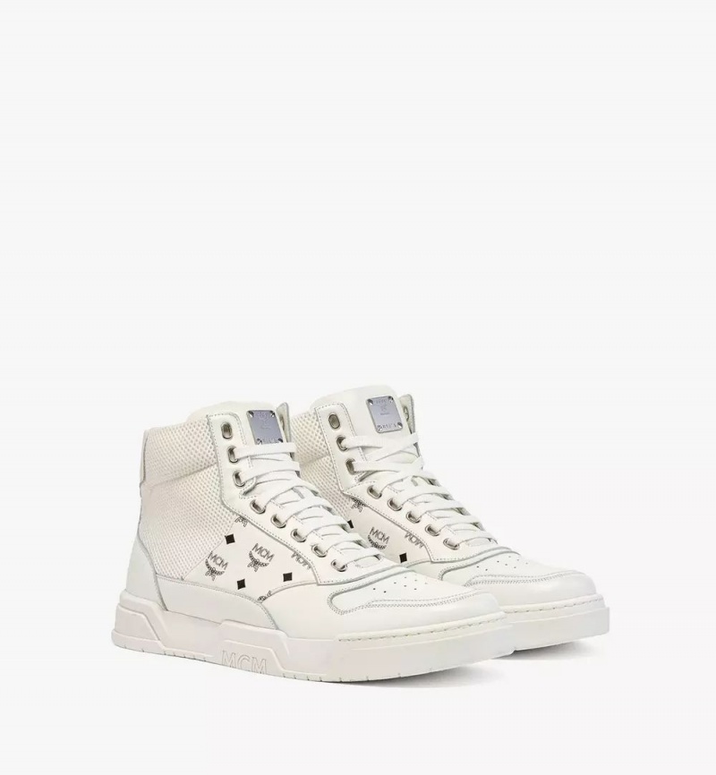 Tenisky MCM Worldwide Skyward High-Top in Visetos Panske Biele | 920145-ARH