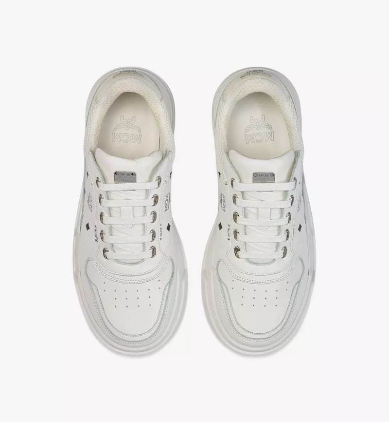 Tenisky MCM Worldwide Skyward Low-Top in Visetos Damske Biele | 174326-FNQ