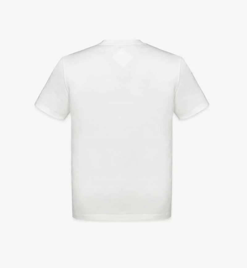 Topy MCM Worldwide Essential Logo Print T-Shirt in Organic Bavlnene Damske Biele | 941307-UZJ