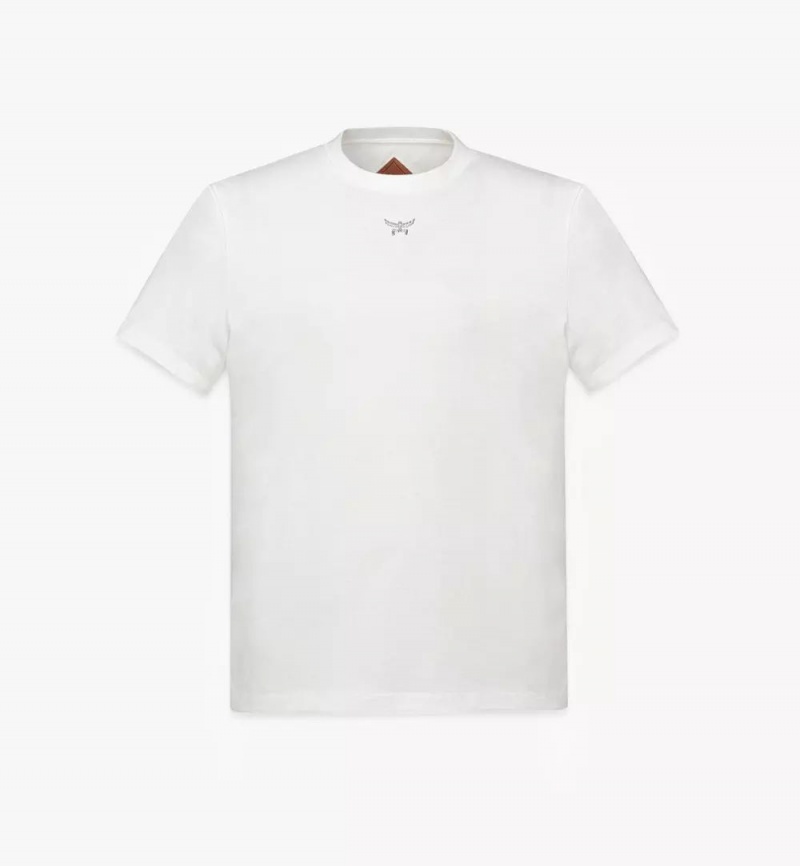 Topy MCM Worldwide Essential Logo Print T-Shirt in Organic Bavlnene Damske Biele | 941307-UZJ