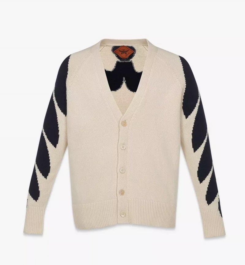 Topy MCM Worldwide Intarsia Laurel Cardigan Damske Béžové | 801425-ZCG