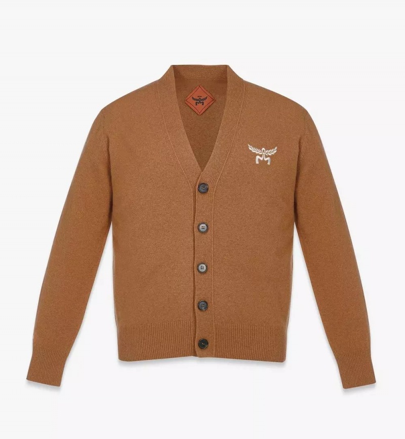 Topy MCM Worldwide Laurel Cardigan in Vlna and Recycled Cashmere Damske Hnede | 921874-PAJ