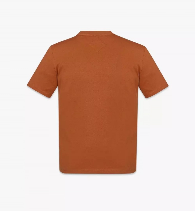 Topy MCM Worldwide Laurel Logo Print T-Shirt in Organic Bavlnene Panske Hnede | 146372-LEV