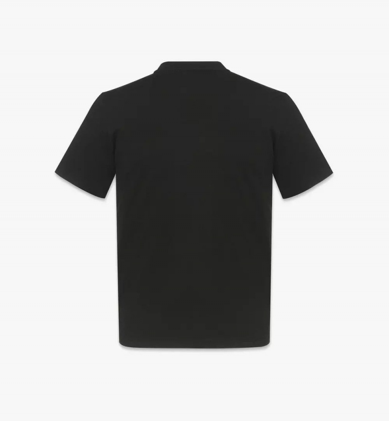 Topy MCM Worldwide Laurel Logo Print T-Shirt in Organic Bavlnene Panske Čierne | 406857-XNZ