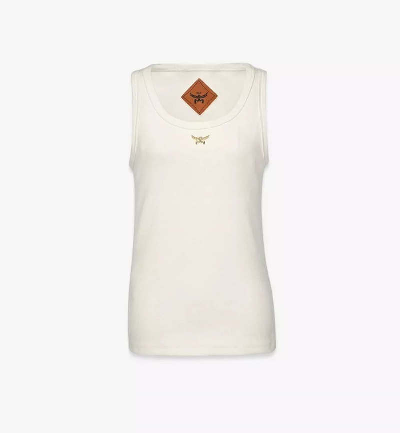 Topy MCM Worldwide Logo Bouclé Tank Damske Biele | 768924-VKT