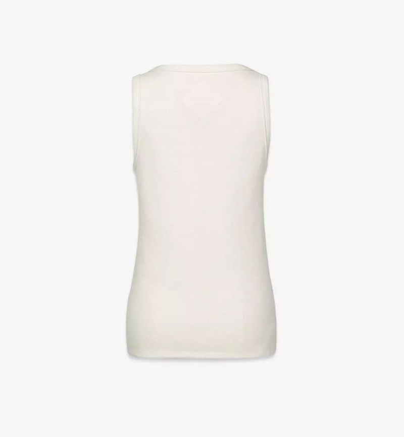 Topy MCM Worldwide Logo Bouclé Tank Panske Biele | 651038-KQL