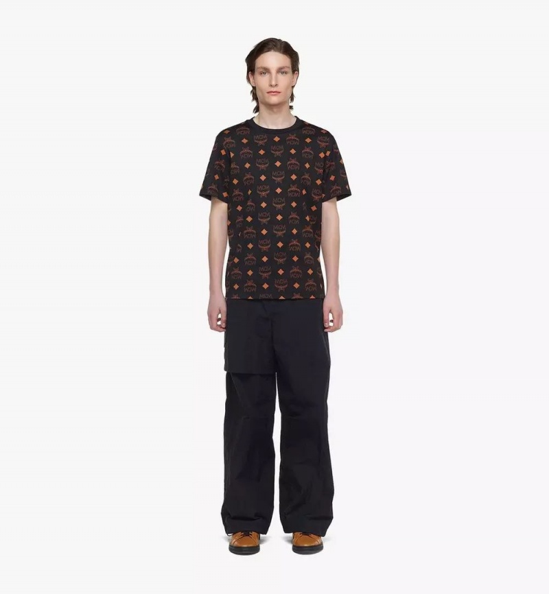 Topy MCM Worldwide Maxi Monogram Print T-Shirt in Organic Bavlnene Damske Čierne | 956730-QLN