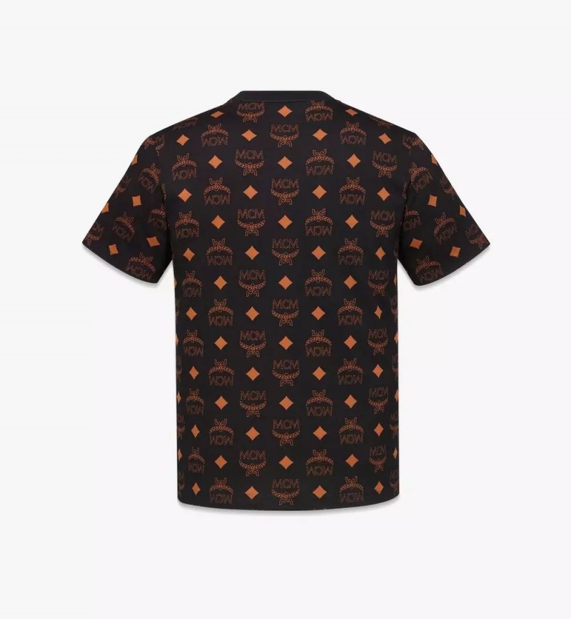 Topy MCM Worldwide Maxi Monogram Print T-Shirt in Organic Bavlnene Damske Čierne | 956730-QLN