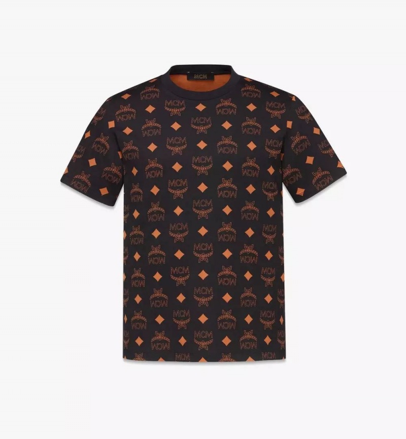 Topy MCM Worldwide Maxi Monogram Print T-Shirt in Organic Bavlnene Damske Čierne | 956730-QLN