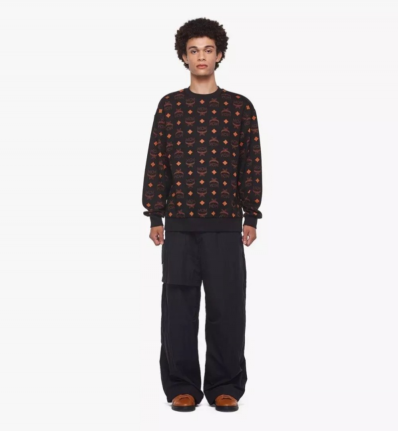 Topy MCM Worldwide Maxi Monogram Print in Organic Bavlnene Panske Čierne | 673029-WVQ