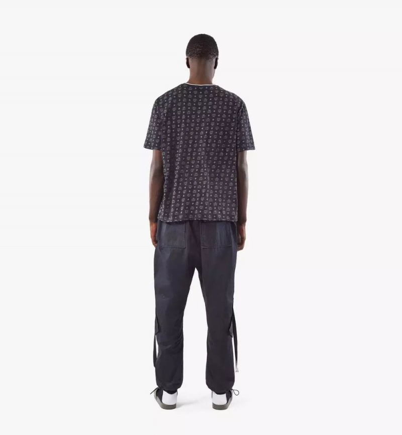 Topy MCM Worldwide Visetos Print T-Shirt in Organic Bavlnene Panske Čierne | 835641-FBU