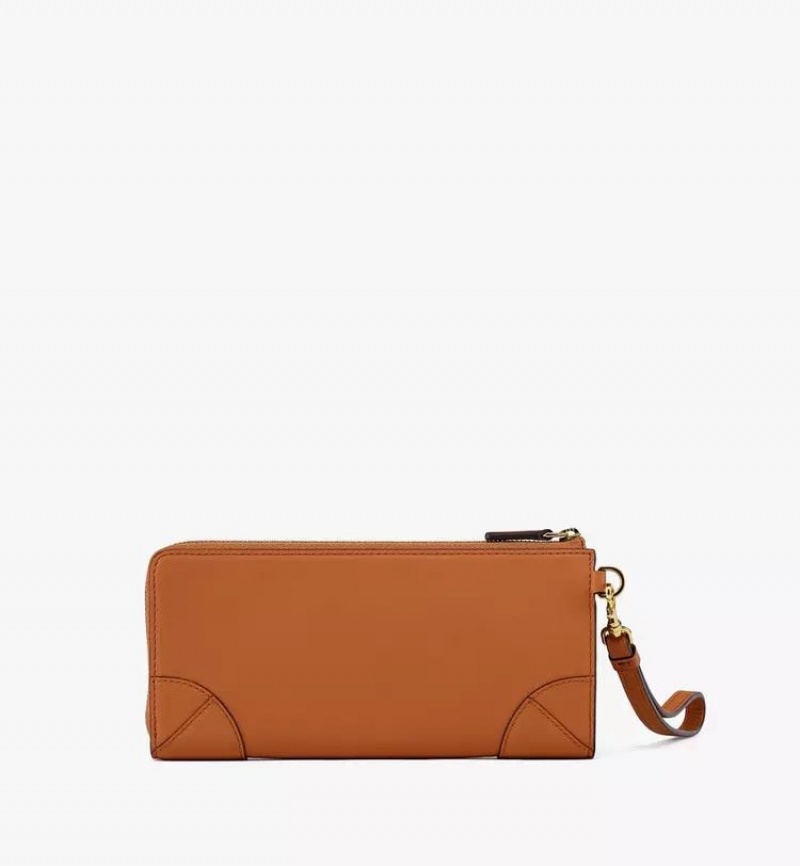 Velke Penazenky MCM Worldwide Aren Zip Around in Spanish Calf Kozene Hnede | 486519-KEJ