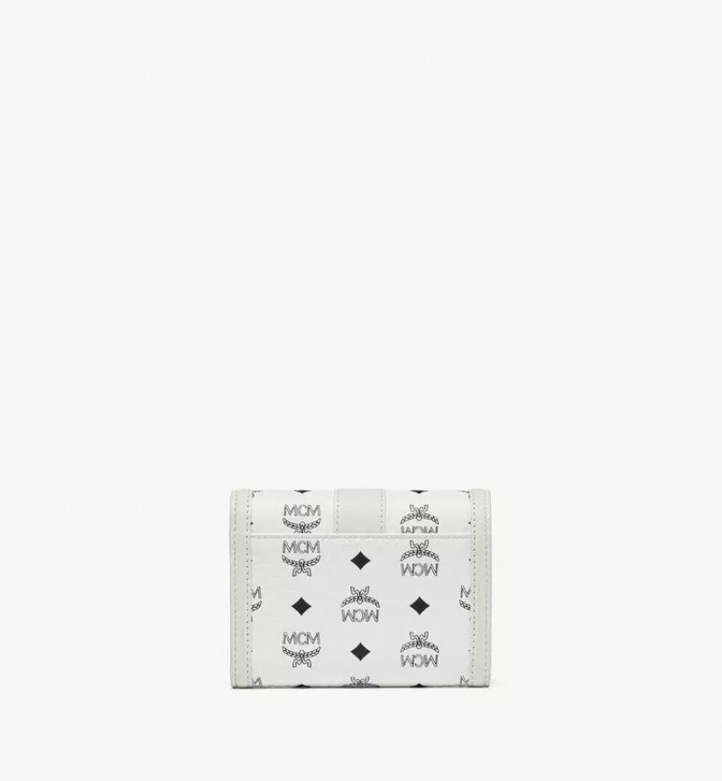 Velke Penazenky MCM Worldwide Tracy Trifold in Visetos Biele | 506734-HEY