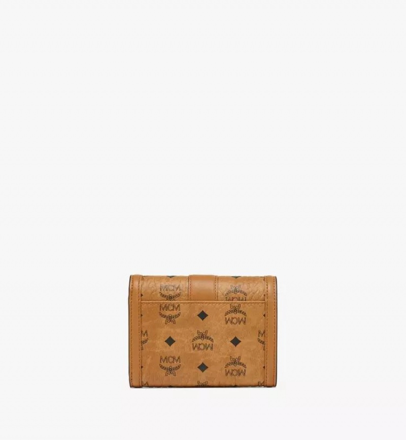 Velke Penazenky MCM Worldwide Tracy Trifold in Visetos Hnede | 256318-GIV