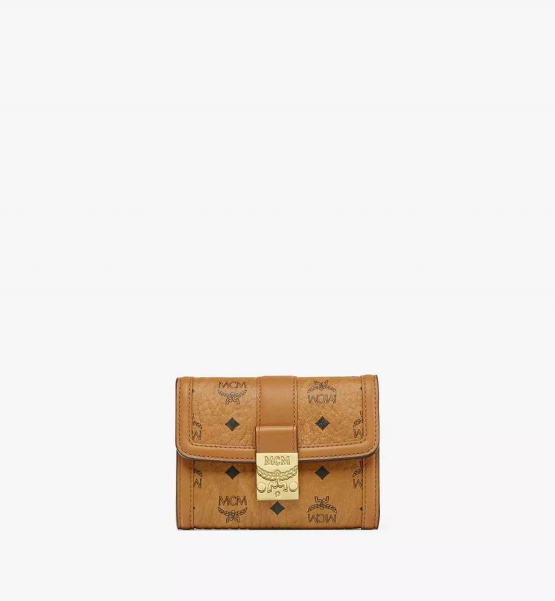 Velke Penazenky MCM Worldwide Tracy Trifold in Visetos Hnede | 256318-GIV