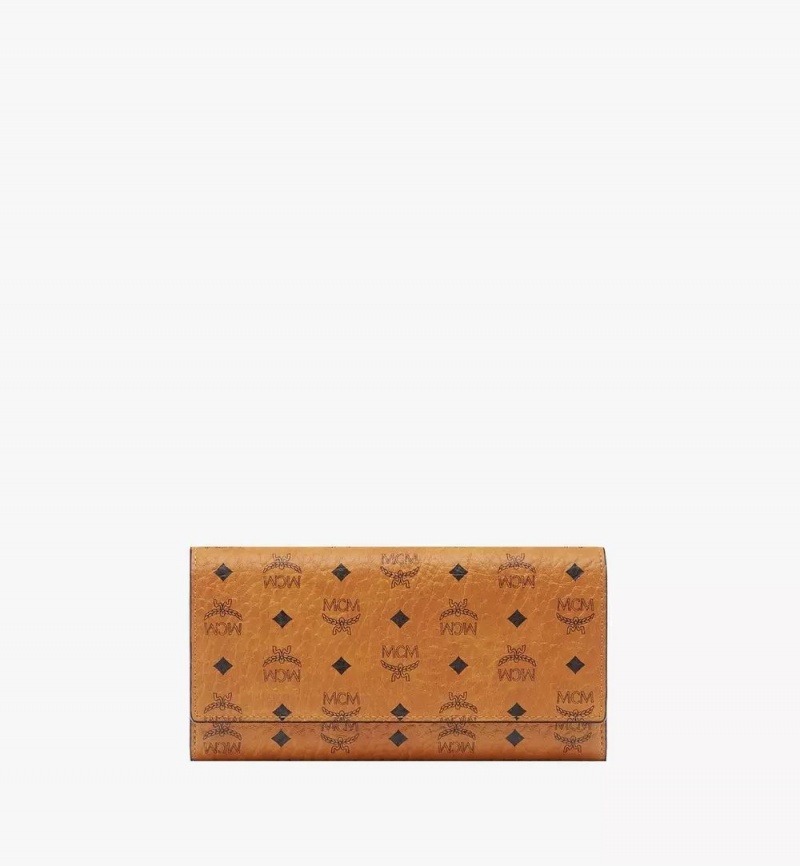Velke Penazenky MCM Worldwide Trifold in Visetos Original Hnede | 703952-JDE