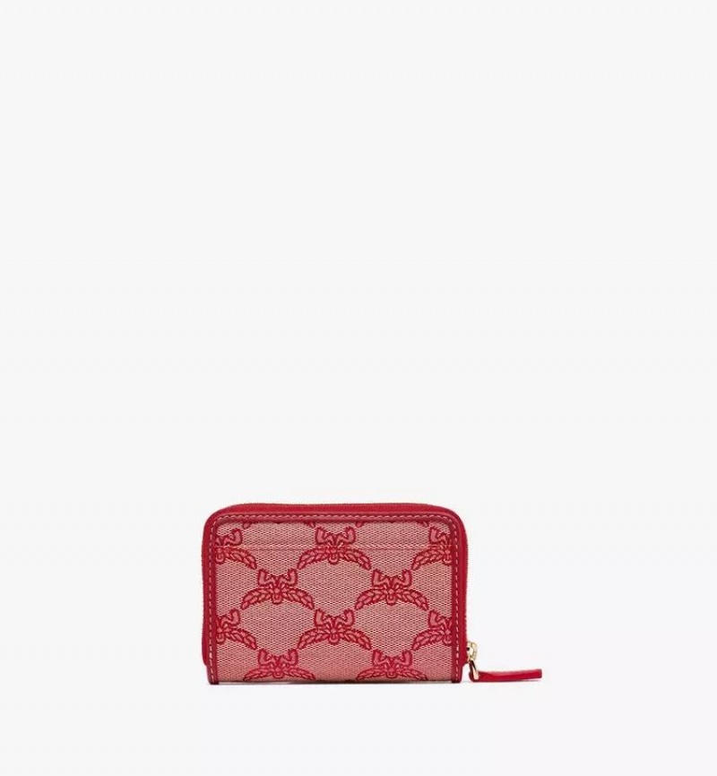 Velke Penazenky MCM Worldwide Zip-Around in Lauretos Jacquard Červené | 425396-HPJ