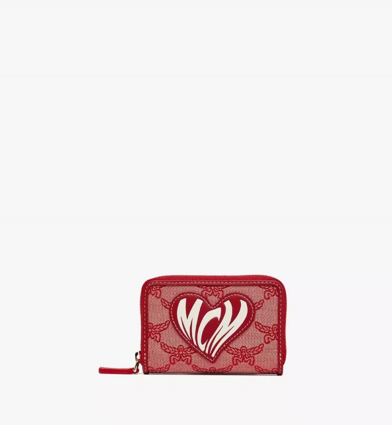 Velke Penazenky MCM Worldwide Zip-Around in Lauretos Jacquard Červené | 425396-HPJ